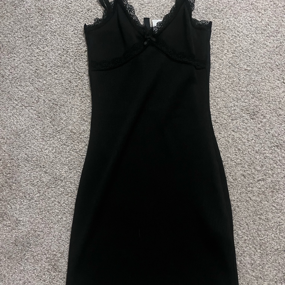 mini Black Lace-Trimmed Dress